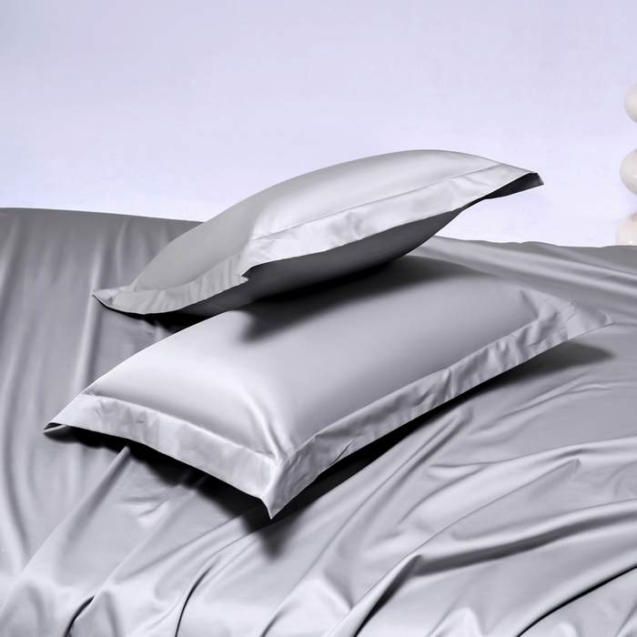 91家纺网 家纺一手货源 找家纺 锦彩家居  2025新款50*50支纯色长绒棉单品枕套 银灰