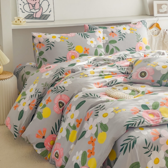 91家纺网 家纺一手货源 找家纺 棉乐町家居 2025新款纯棉印花四件套 百花绽放