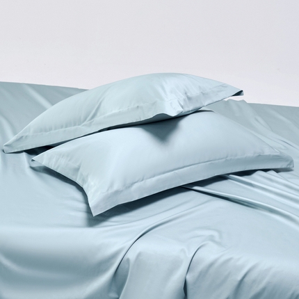 91家纺网 家纺一手货源 找家纺 锦彩家居  2025新款50*50支纯色长绒棉单品枕套 烟青