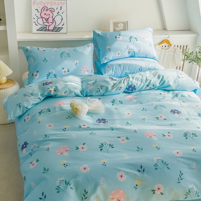 91家纺网 家纺一手货源 找家纺 棉乐町家居 2025新款纯棉印花四件套 春意盎然