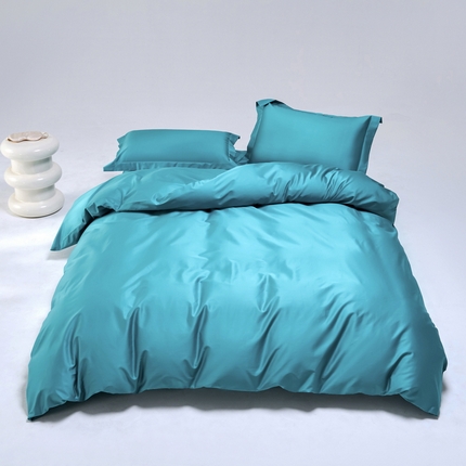 91家纺网 家纺一手货源 找家纺 锦彩2025新款50*50支贡缎长绒棉轻奢四件套简约单品纯色系列 蓝珊瑚