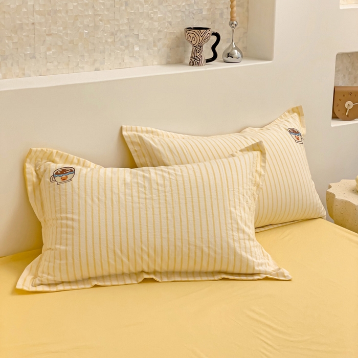 91家纺网 家纺一手货源 找家纺 娜娜 2024新款全棉色织水洗棉套件 维尼熊-黄