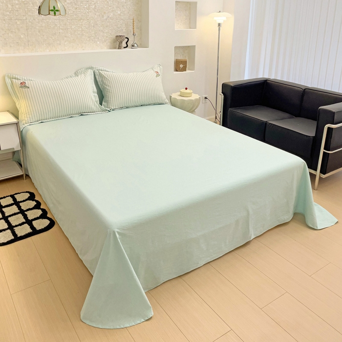 91家纺网 家纺一手货源 找家纺 娜娜 2024新款全棉色织水洗棉套件 俏皮兔-蓝