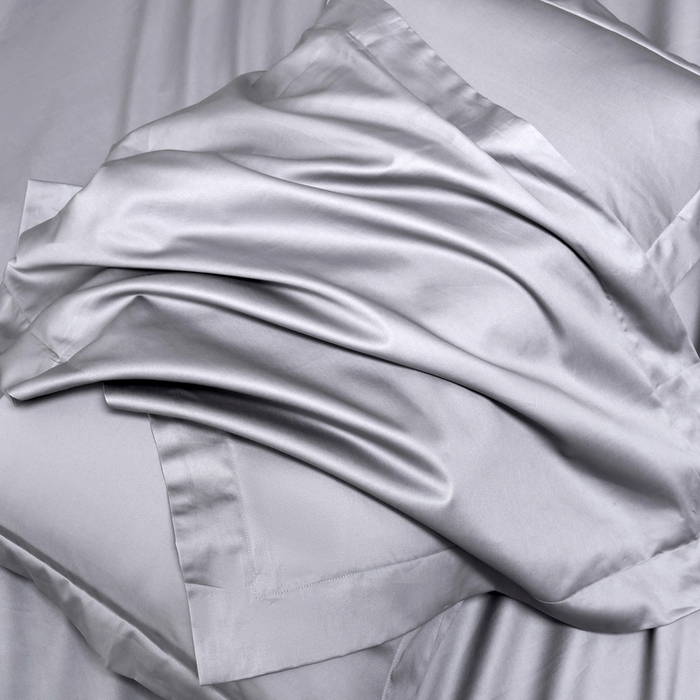 91家纺网 家纺一手货源 找家纺 锦彩家居  2025新款50*50支纯色长绒棉单品枕套 银灰