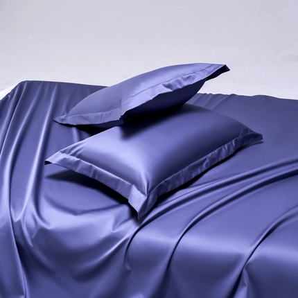 91家纺网 家纺一手货源 找家纺 锦彩家居  2025新款50*50支纯色长绒棉单品枕套 海军蓝