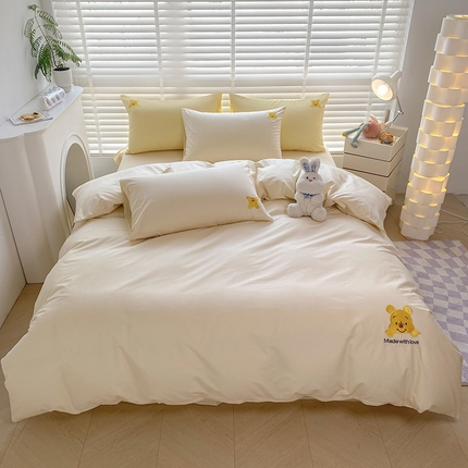 91家纺网 家纺一手货源 找家纺 猪先生 2024新款迪士尼全棉40支水洗棉绣花四件套 米奇霁色