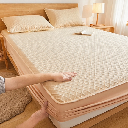 91家纺网 家纺一手货源 找家纺 伊人坊 2024新款A类云感针织棉床笠 暖杏