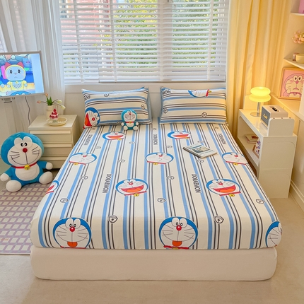 桃子家居 2024新款哆啦A梦叮当猫纯棉单品单床笠 单品-蓝条叮当