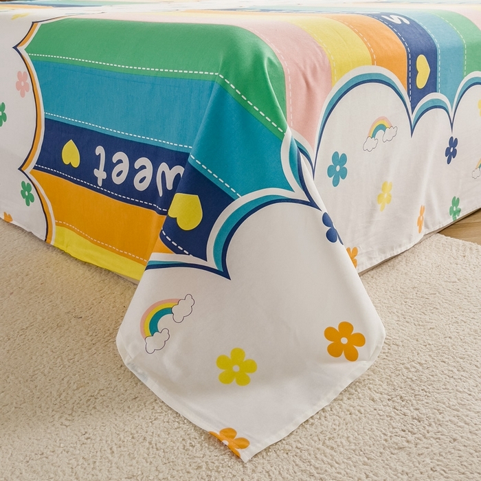 91家纺网 家纺一手货源 找家纺 棉乐町家居 2025新款纯棉印花四件套 彩虹