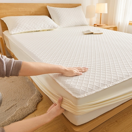 91家纺网 家纺一手货源 找家纺 伊人坊 2024新款A类云感针织棉床笠 奶昔白