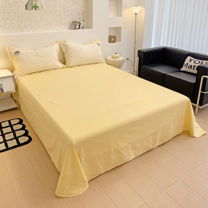 91家纺网 家纺一手货源 找家纺 娜娜 2024新款全棉色织水洗棉套件 维尼熊-黄