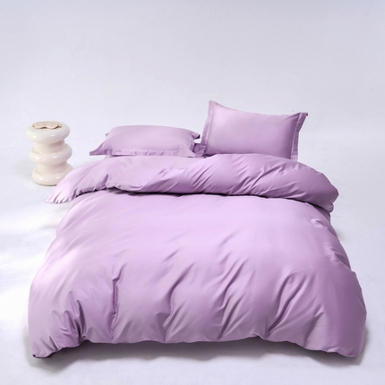 91家纺网 家纺一手货源 找家纺 锦彩2025新款50*50支贡缎长绒棉轻奢四件套简约单品纯色系列 香芋紫