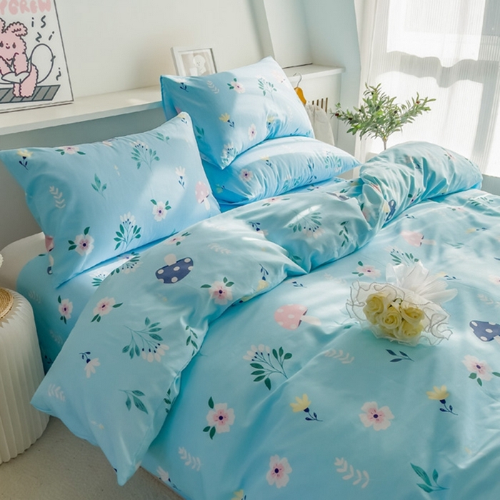 91家纺网 家纺一手货源 找家纺 棉乐町家居 2025新款纯棉印花四件套 春意盎然