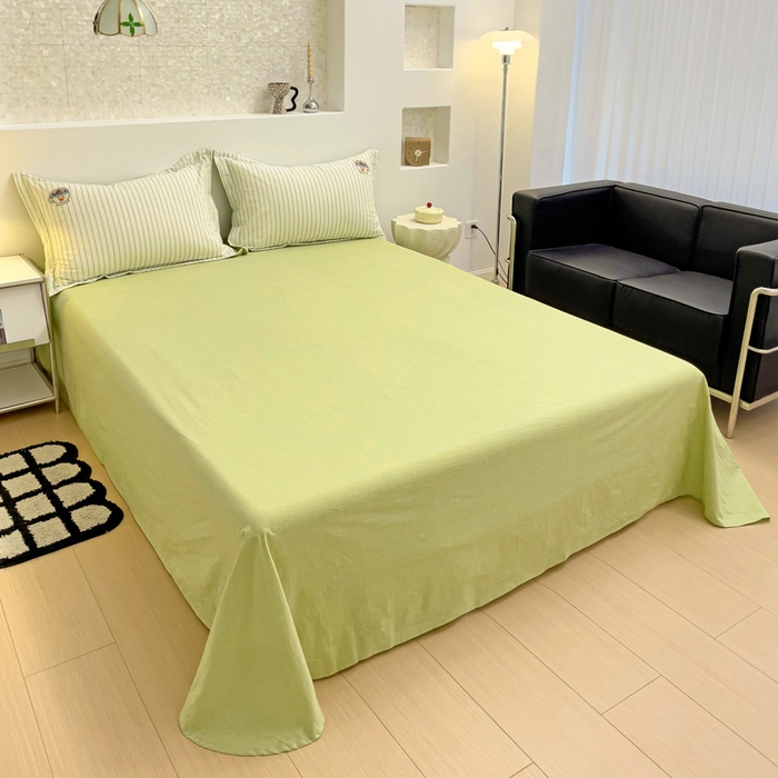 91家纺网 家纺一手货源 找家纺 娜娜 2024新款全棉色织水洗棉套件 维尼熊-草绿