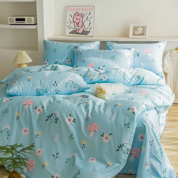 91家纺网 家纺一手货源 找家纺 棉乐町家居 2025新款纯棉印花四件套 春意盎然