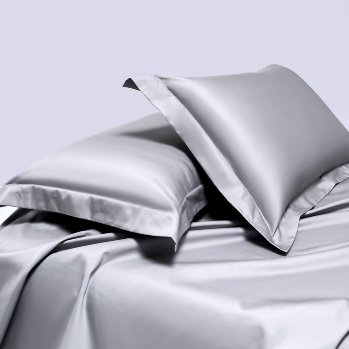 91家纺网 家纺一手货源 找家纺 锦彩家居  2025新款50*50支纯色长绒棉单品枕套 银灰