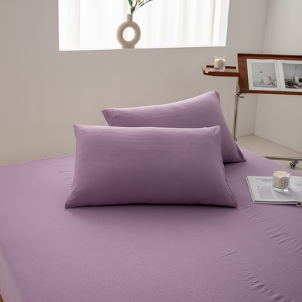K12家纺 2024新款日式简约水洗棉软糯纯色单品枕套 香芋紫
