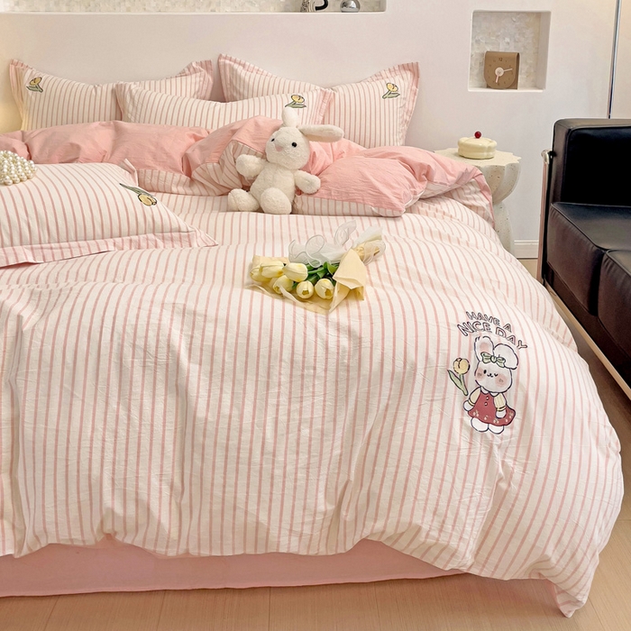 91家纺网 家纺一手货源 找家纺 （总）娜娜 2024新款全棉色织水洗棉套件