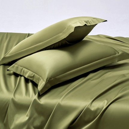 91家纺网 家纺一手货源 找家纺 锦彩家居  2025新款50*50支纯色长绒棉单品枕套 香奈绿