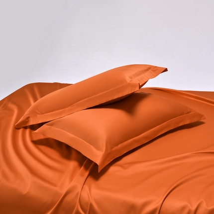 91家纺网 家纺一手货源 找家纺 锦彩家居  2025新款50*50支纯色长绒棉单品枕套 魅力橙