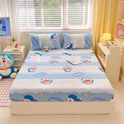 91家纺网 家纺一手货源 找家纺 桃子家居 2024新款哆啦A梦叮当猫纯棉单品单床笠 单品-飞行叮当
