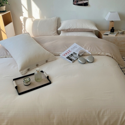 91家纺网 家纺一手货源 找家纺 （总）三朵家纺 2024新款春夏无印侘寂风提花四件套