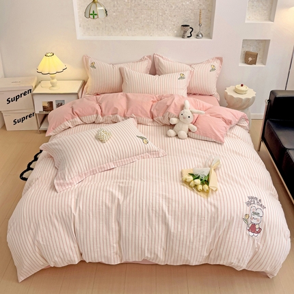 91家纺网 家纺一手货源 找家纺 （总）娜娜 2024新款全棉色织水洗棉套件