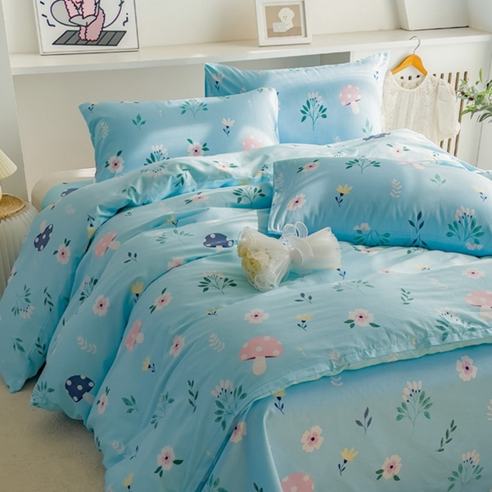 91家纺网 家纺一手货源 找家纺 棉乐町家居 2025新款纯棉印花四件套 春意盎然