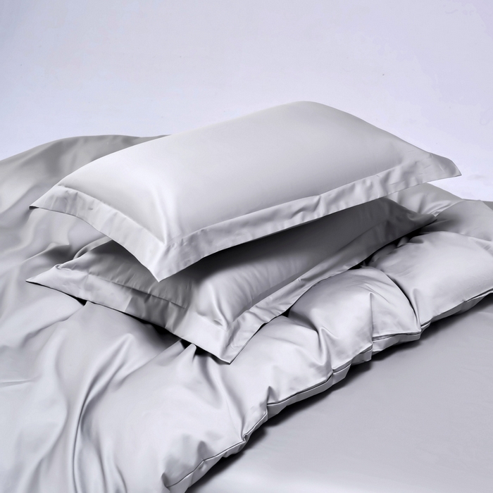 91家纺网 家纺一手货源 找家纺 锦彩家居  2025新款50*50支纯色长绒棉单品枕套 银灰