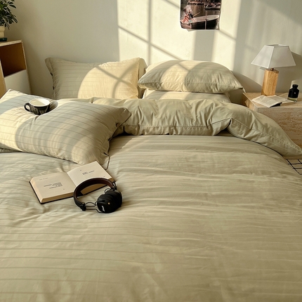 91家纺网 家纺一手货源 找家纺 （总）三朵家纺 2024新款春夏无印侘寂风提花四件套