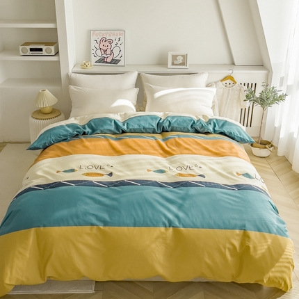 91家纺网 家纺一手货源 找家纺 （总）棉乐町家居 2025新款纯棉四件套斜纹印花被套全棉被套