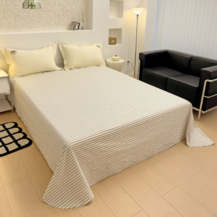 91家纺网 家纺一手货源 找家纺 娜娜 2024新款全棉色织水洗棉套件 维尼熊-奶昔白