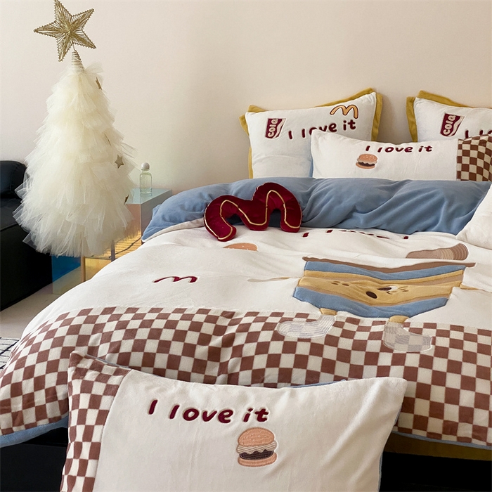 91家纺网 家纺一手货源 找家纺 （总）星野 2024新款秋冬新品高克重牛奶绒四件套-妙可可