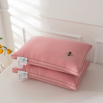 2024小蜜蜂大豆纤维枕护颈椎安睡枕纯棉大豆枕头枕芯 粉色蜜蜂枕高枕