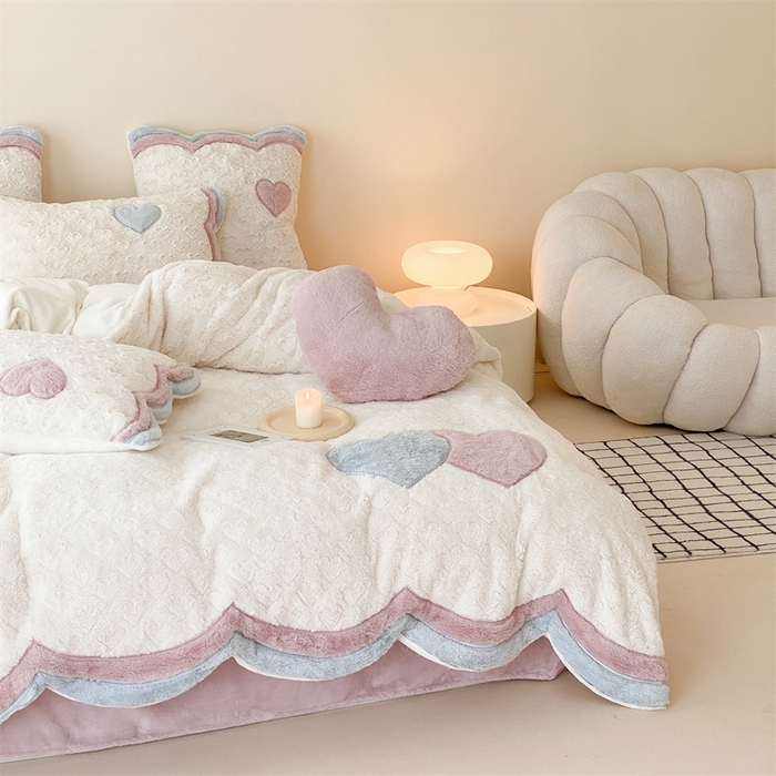 91家纺网 家纺一手货源 找家纺 （总）星野 2024新款秋冬新品高克重兔毛绒牛奶绒四件套-冬季恋歌