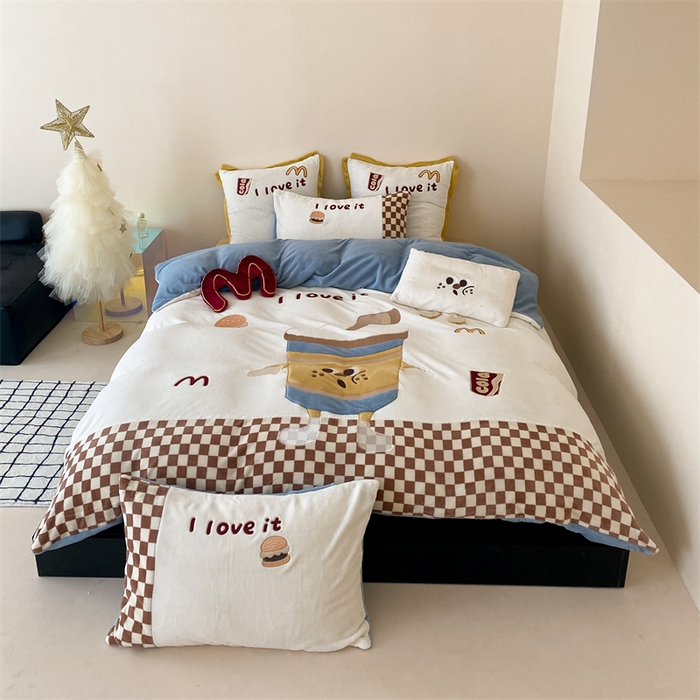 91家纺网 家纺一手货源 找家纺 （总）星野 2024新款秋冬新品高克重牛奶绒四件套-妙可可