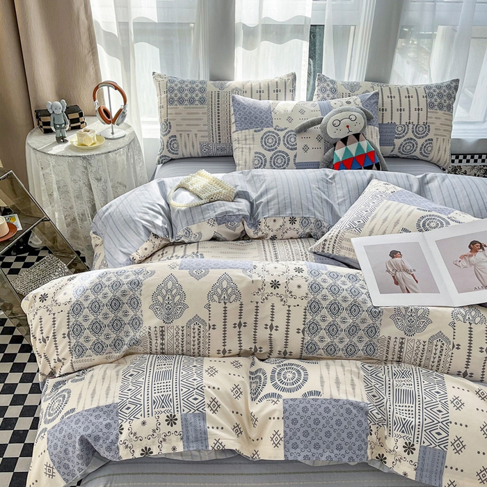 91家纺网 家纺一手货源 找家纺 小懒猪 2024春夏新款北欧风13372全棉四件套-拍摄风格2 茶艺师