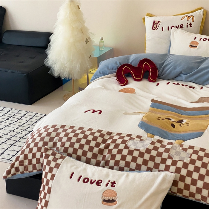 91家纺网 家纺一手货源 找家纺 （总）星野 2024新款秋冬新品高克重牛奶绒四件套-妙可可