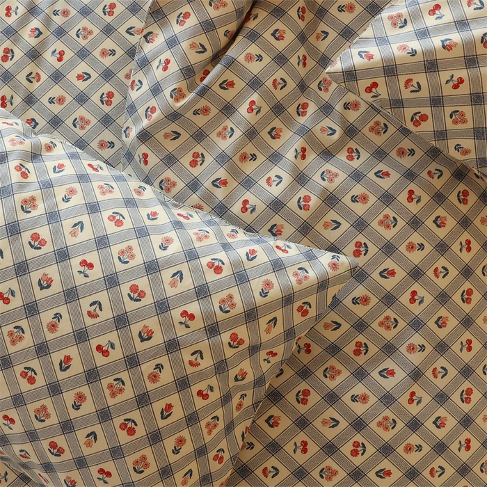 91家纺网 家纺一手货源 找家纺 棉眠 2024春季新品全棉四件套 花卉系列 第二批 甜茶日记-蓝