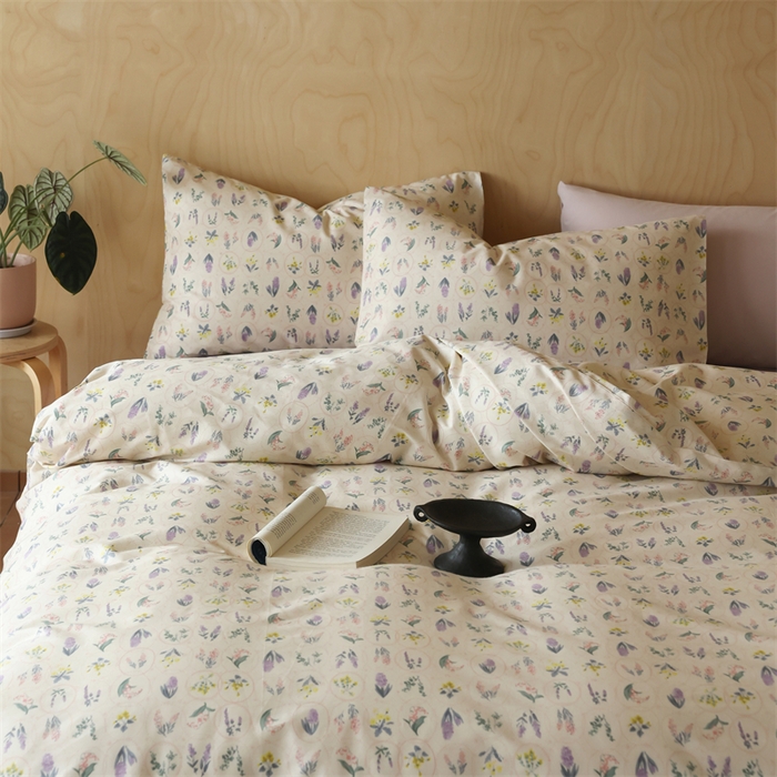 91家纺网 家纺一手货源 找家纺 2024春季新品全棉四件套 花卉系列 第一批 浅薇