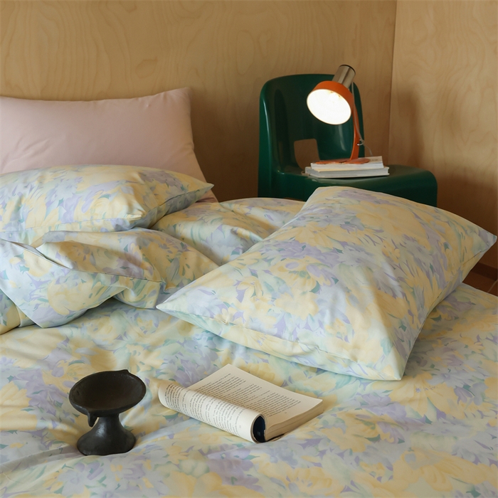 91家纺网 家纺一手货源 找家纺 棉眠 2024春季新品全棉四件套 花卉系列 第二批 流沙