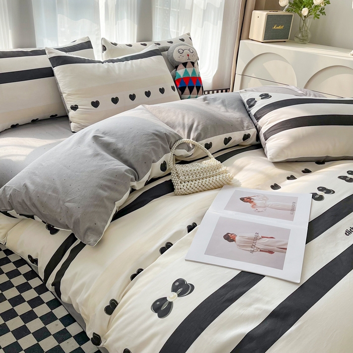 91家纺网 家纺一手货源 找家纺 小懒猪 2024春夏新款北欧风13372全棉四件套-拍摄风格2 赫本