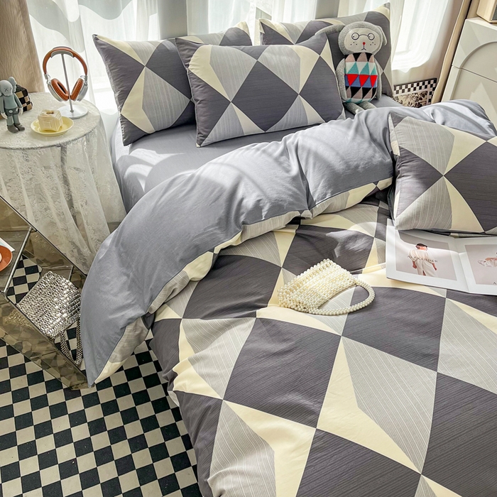 91家纺网 家纺一手货源 找家纺 小懒猪 2024春夏新款北欧风13372全棉四件套-拍摄风格2 都市英伦