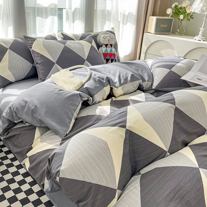 91家纺网 家纺一手货源 找家纺 小懒猪 2024春夏新款北欧风13372全棉四件套-拍摄风格2 都市英伦