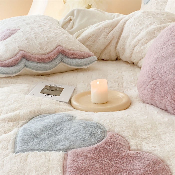 91家纺网 家纺一手货源 找家纺 （总）星野 2024新款秋冬新品高克重兔毛绒牛奶绒四件套-冬季恋歌