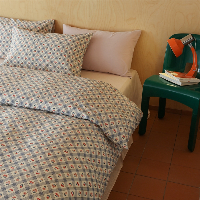 91家纺网 家纺一手货源 找家纺 棉眠 2024春季新品全棉四件套 花卉系列 第二批 甜茶日记-蓝