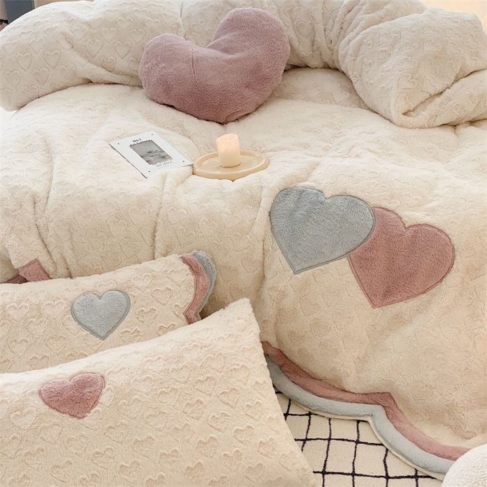 91家纺网 家纺一手货源 找家纺 （总）星野 2024新款秋冬新品高克重兔毛绒牛奶绒四件套-冬季恋歌