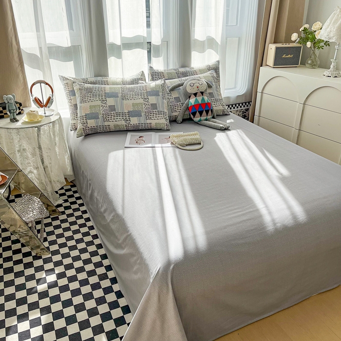 91家纺网 家纺一手货源 找家纺 小懒猪 2024春夏新款北欧风13372全棉四件套-拍摄风格2 艾米尔