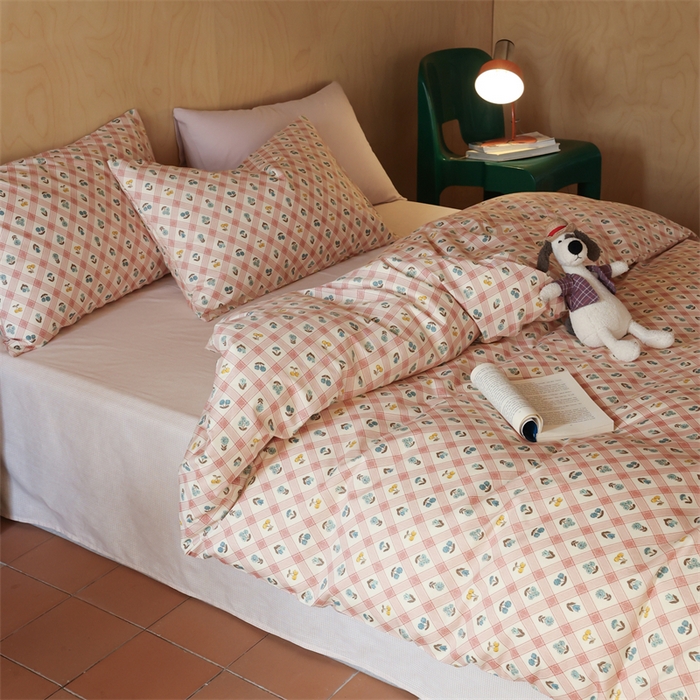 91家纺网 家纺一手货源 找家纺 2024春季新品全棉四件套 花卉系列 第一批 甜茶日记-红