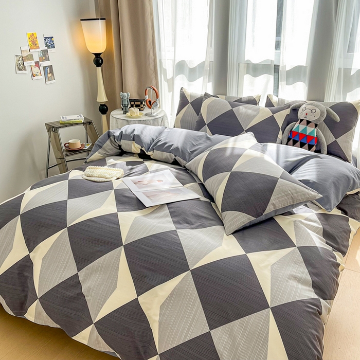 91家纺网 家纺一手货源 找家纺 小懒猪 2024春夏新款北欧风13372全棉四件套-拍摄风格2 都市英伦